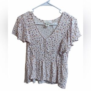 URBAN Romantics Cream and Brown Patterned Blouse
